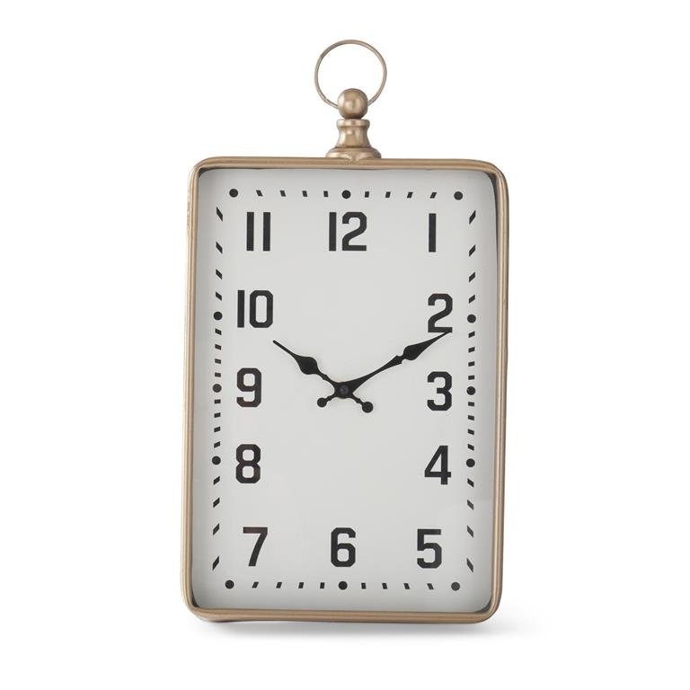 16 Inch Antique Gold Rectangular Clock